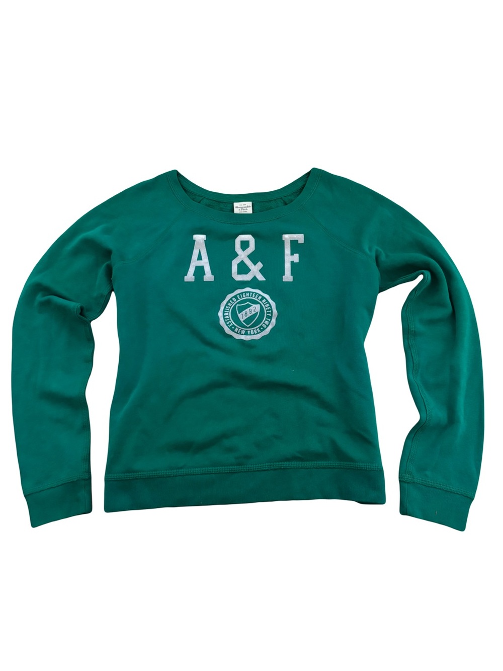 Early 2000’s Abercrombie & Fitch Women's Teal Green Crewneck Sweatshirt